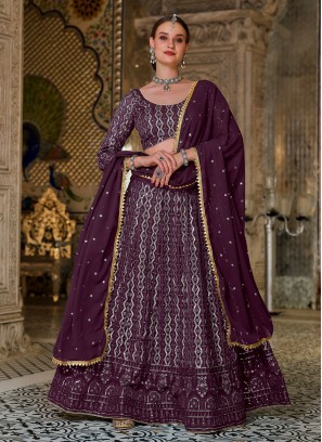 Purple Wedding A Line Lehenga Choli