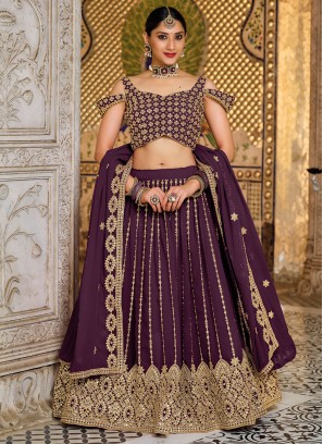 Purple Wedding Designer A Line Lehenga Choli