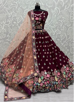 Purple Wedding Georgette Lehenga Choli