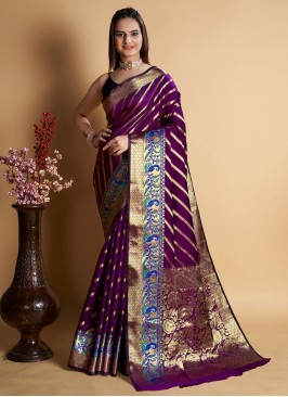 Purple Zari Classic Saree