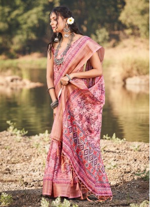 Radiant Cotton Weaving Pink Saree