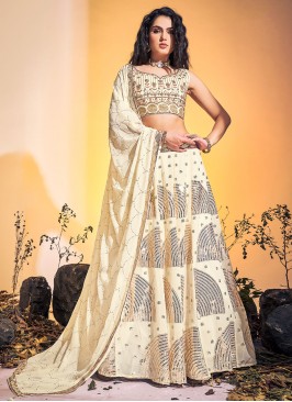 Radiant Cream Georgette A Line Lehenga Choli