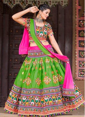 Radiant Green Raas Leela Navratri Chaniya Choli Ensemble.