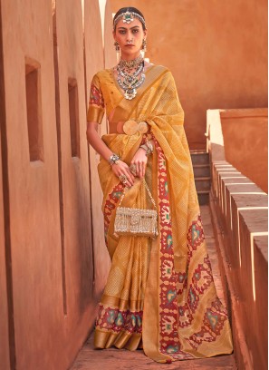 Radiant Mustard Cotton Silk Saree