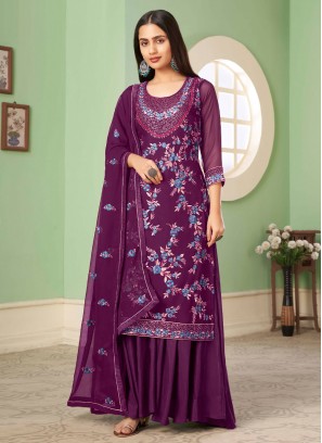 Radiant Purple Thread Trendy Salwar Kameez