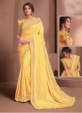 Radiant Sequins Georgette Yellow Classic Saree