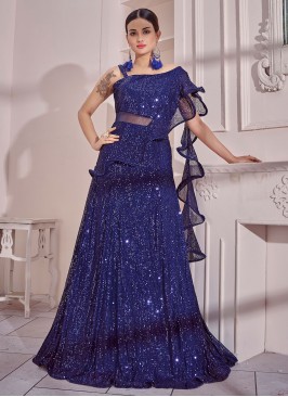 Radiant Sequins Imported Navy Blue Gown 