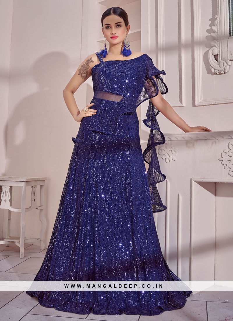 Discount latest navy blue Georgette Gown clothes - Dmv15002