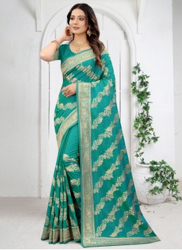 Rama Banarasi Silk Stone Classic Designer Saree
