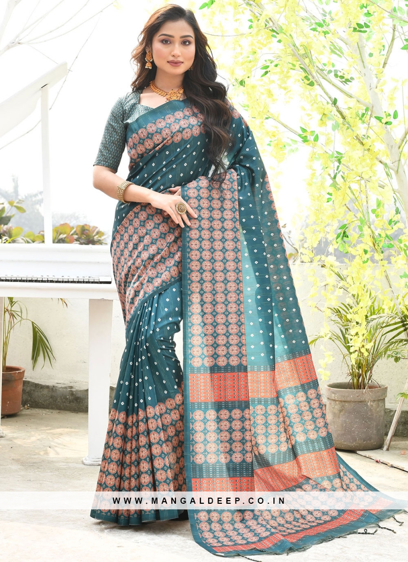 Bandhani cotton saree sales with blouse
