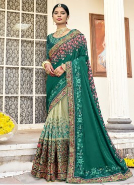 Rama Embroidered Reception Contemporary Saree