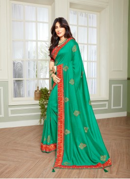Rama Green Color Classic Saree