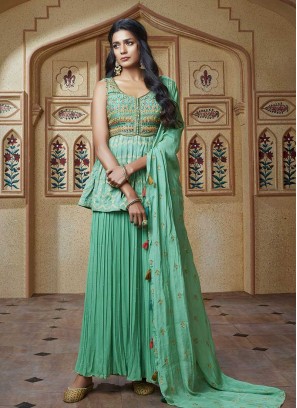 Rama Green Color Georgette Sharara Suit