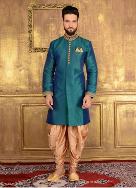 Rama Green Designer Men's Panjabi Style Indo Western