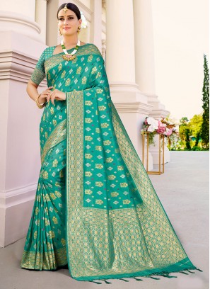 Rama Green Saree In Silk