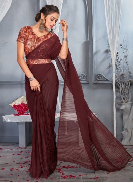 Rangoli Contemporary Style Saree in Maroon