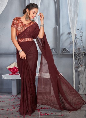 Rangoli Contemporary Style Saree in Maroon