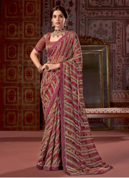 Rani Color Contemporary Saree