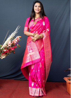Rani Color Traditional Saree