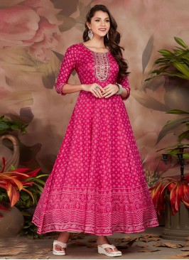 Rani Digital Print Wedding Readymade Gown