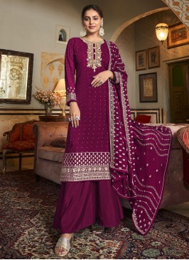 Rani Embroidered Engagement Salwar Kameez