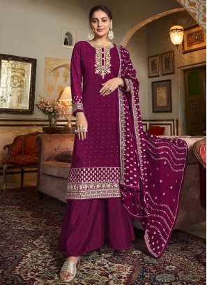 Rani Embroidered Engagement Salwar Kameez