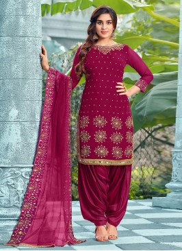 Rani Embroidered Faux Georgette Patiala Salwar Suit