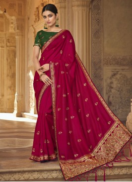 Rani Handwork Designer Saree