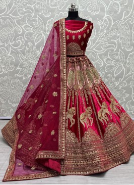 Rani Sangeet Velvet A Line Lehenga Choli