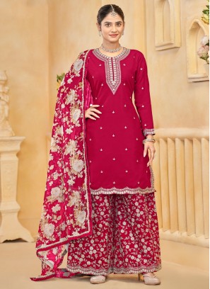 Rani Silk Embroidered Palazzo Salwar Kameez