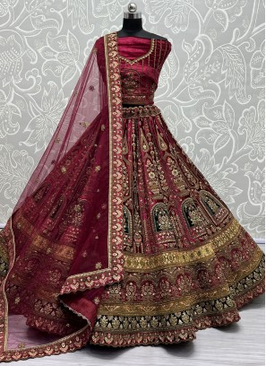 Rani Velvet Wedding Designer Lehenga Choli