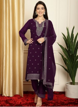 Ravishing Purple Ceremonial Trendy Salwar Suit