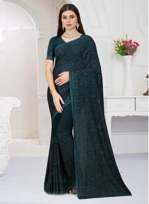 Ravishing Resham Morpeach  Georgette Saree