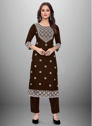 Rayon Brown Casual Kurti