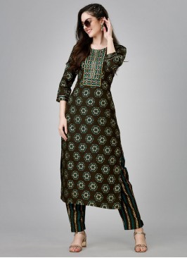 Rayon Embroidered Designer Kurti in Green