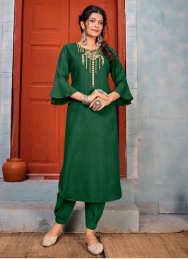 Rayon Embroidered Designer Kurti in Sea Green