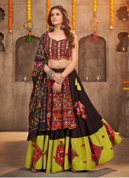 Rayon Embroidered Multi Colour Lehenga Choli