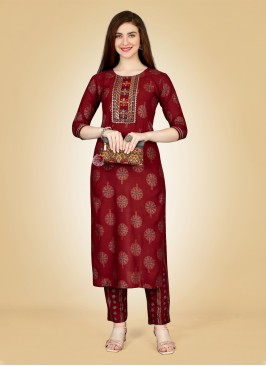 Rayon Embroidered Party Wear Kurti in Maroon