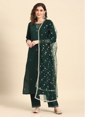 Rayon Green Readymade Suit