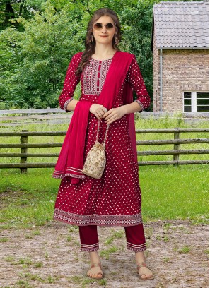 Rayon Party Wear Kurti in Maroon