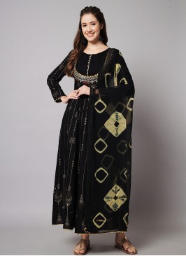 Rayon Patchwork Black Designer Kurti