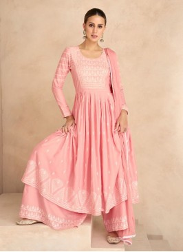 Rayon Pink Thread Palazzo Salwar Kameez