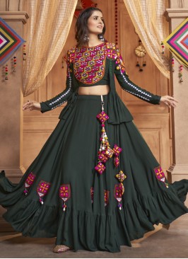 Rayon Readymade Lehenga Choli in Green