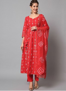 Rayon Red Anarkali Salwar Kameez