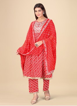 Rayon Red Mirror Party Wear Kurti