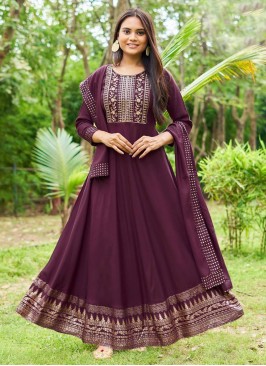 Rayon Trendy Gown in Purple