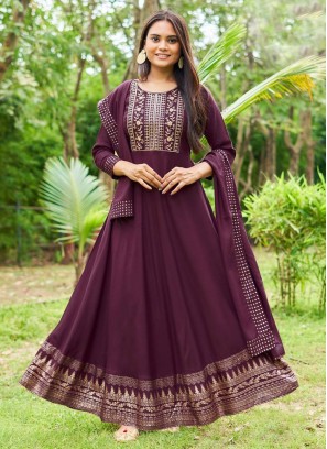 Rayon Trendy Gown in Purple