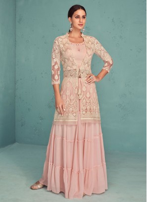 Readymade Lehenga Choli Embroidered Georgette in Peach