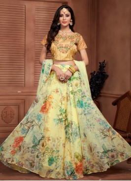 Readymade Lehenga Choli Print Organza in Multi Colour