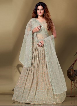 Readymade Lehenga Choli Sequins Georgette in Sea Green